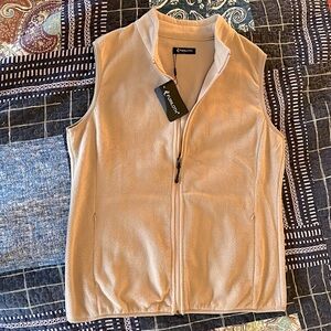 Women’s Fleece Vest; Beige, Size Large NWT